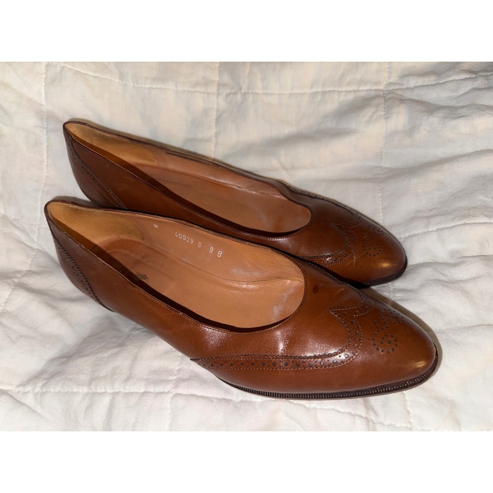 Ralph Lauren Brown Leather Wingtip Brogue Pumps Made in Italy 9 B 40029 S